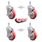 Service Caster 5 Inch Red Polyurethane Swivel 3/8 Inch Threaded Stem Caster Set with Brake SCC-TS20S514-PPUB-RED-TLB-381615-4 - alternate 3